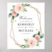 rötlich-rosa, geometrisches Hochzeitszeichen Poster (Vorne)