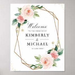 rötlich-rosa, geometrisches Hochzeitszeichen Poster