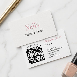 Rötlich Rosa Schwarz Weiß Script Nail Artist Visitenkarte