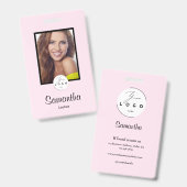 Rötlich Rosa Schwarzes Schrift-Logo Foto Makeup Ab Ausweis (Vorder- & Rückseite)