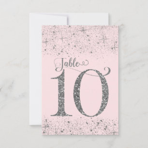 Rötlich Rosa Silber Glitter-Tischzahlen Nummer 10 Einladung