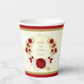 Rötlich-weiße Blume Goldkranz Pappbecher (Vorderseite)