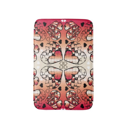 Rötlich-weiße Muster des romantischen Herzens Badematte (Vorderseite Vertikal)