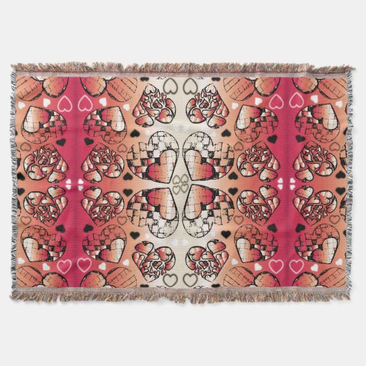 Rötlich-weiße Muster des romantischen Herzens Decke (Vorderseite)