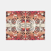 Rötlich-weiße Muster des romantischen Herzens Fleecedecke (Vorderseite (Horizontal))