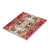 Rötlich-weiße Muster des romantischen Herzens Fliese (Seite)