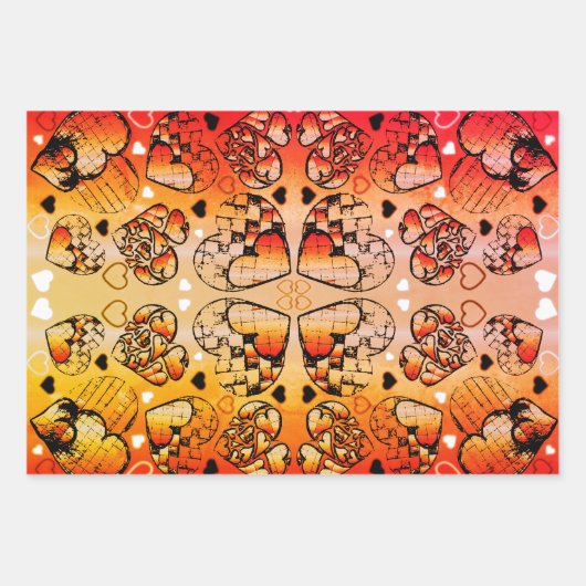 Rötlich-weiße Muster des romantischen Herzens Geschenkpapier Set (Vorderseite 2)