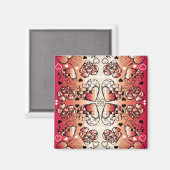 Rötlich-weiße Muster des romantischen Herzens Magnet (Vorderseite/Rückseite)