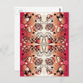 Rötlich-weiße Muster des romantischen Herzens Postkarte (Vorne/Hinten)