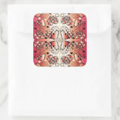 Rötlich-weiße Muster des romantischen Herzens Quadratischer Aufkleber (Tasche)