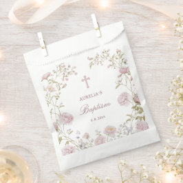 Rötliche Florale Taufrahmen Geschenktütchen