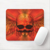 Rötliche Orangen-Explosion Winged Schädel Mousepad (Mit Mouse)