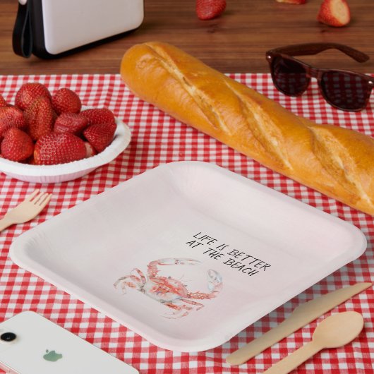 Rötliche Ozeankrabbe Pappteller (Picknick)