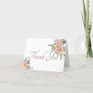 Rötliche und eierschalenfarbene Aquarell-Blumen Da Dankeskarte