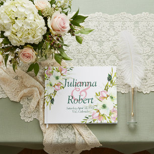 Rötliche und weiße Aquarell-Blumen-Hochzeitsgast  Gästebuch