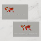 rötliche Weltkarte des internationalen Handels gra Visitenkarte (Vorne/Hinten)