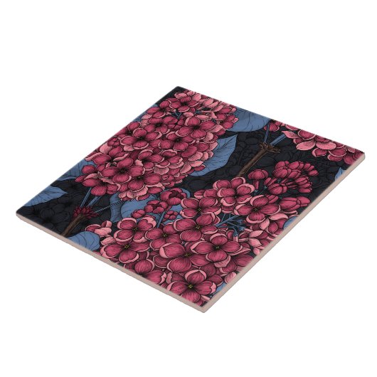 Rotlila auf dunkelblau fliese (Seite)