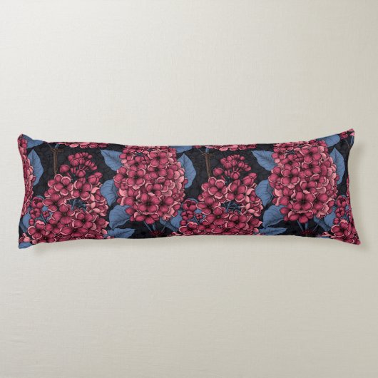 Rotlila auf dunkelblau seitenschläferkissen (Rückseite)