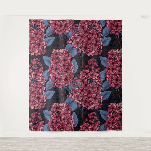 Rotlila auf dunkelblau wandteppich (Vorderseite)