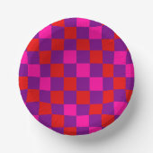 Rotlila Rosa Karomuster Design Pappteller (Vorderseite)