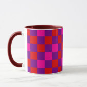 Rotlila Rosa Karomuster Design  Tasse (Links)