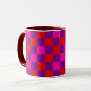 Rotlila Rosa Karomuster Design Tasse