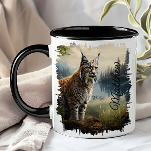 Rotluchs auf Waldlichtung Tasse