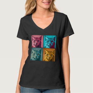 Rotluchs-Pop-Illustration Farbige Tiere Frauen Män T-Shirt
