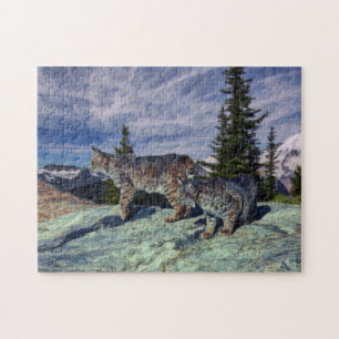Rotluchse in den Bergen Puzzle