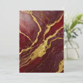 Rotmarmormuster mit Gold Einladung (Stehend Vorderseite)