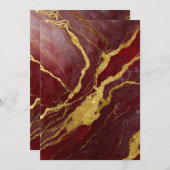 Rotmarmormuster mit Gold Einladung (Vorne/Hinten)