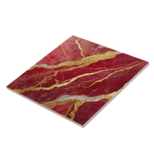 Rotmarmormuster mit Gold Fliese (Seite)
