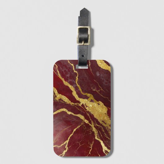 Rotmarmormuster mit Gold Gepäckanhänger (Vorderseite Vertikal)