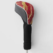 Rotmarmormuster mit Gold Golf Headcover (angewinkelt)