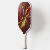Rotmarmormuster mit Gold Pickleball Schläger (Links)