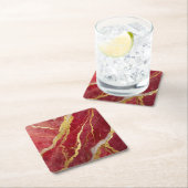 Rotmarmormuster mit Gold Rechteckiger Pappuntersetzer (Vor Ort)