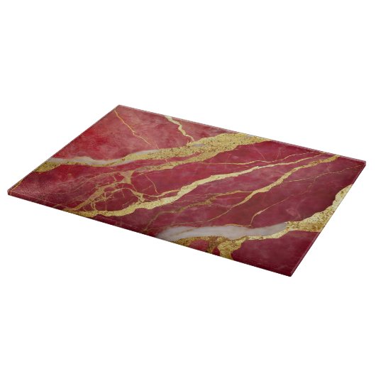 Rotmarmormuster mit Gold Schneidebrett (Ecke)
