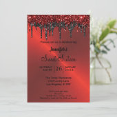Rotmetallischer Glitzer 16 . Geburtstag Einladung (Stehend Vorderseite)