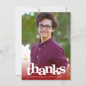 Rotmodernes Foto Abschluss fett einfache Typografi Dankeskarte (Vorderseite)