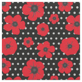 Rotmohn und Polka-Dot-Muster Stoff (Nahaufnahme)