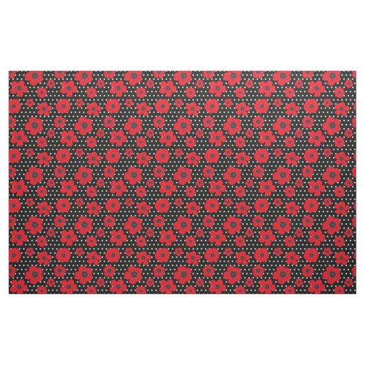 Rotmohn und Polka-Dot-Muster Stoff (Fat Quarter (45,7 x 55,9 cm))