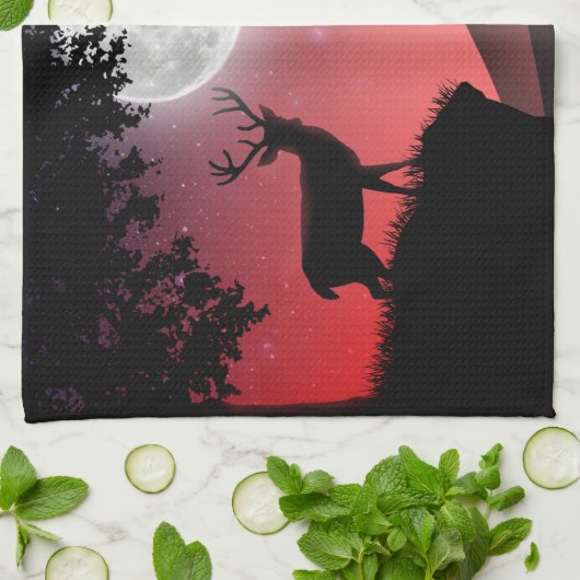Rotmondhirsch Geschirrtuch (Gefaltet)