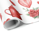 Rotmuster mit Herzen für den Valentinstag Geschenkpapier (Rolleneckpunkt)