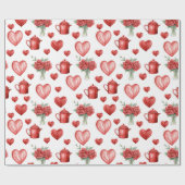 Rotmuster mit Herzen für den Valentinstag Geschenkpapier (Flach)