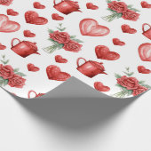 Rotmuster mit Herzen für den Valentinstag Geschenkpapier (Ecke)