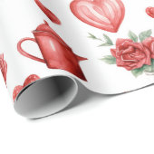 Rotmuster mit Herzen für den Valentinstag Geschenkpapier (Rolleneckpunkt)