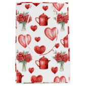 Rotmuster mit Herzen für den Valentinstag Mittlere Geschenktüte (Vorderseite)
