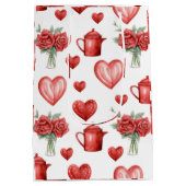 Rotmuster mit Herzen für den Valentinstag Mittlere Geschenktüte (Rückseite)