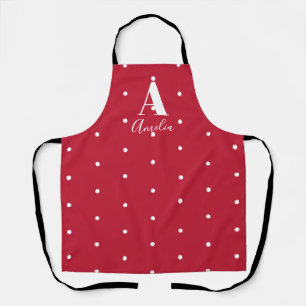 Rotname Monogram Polka Dots Muster Schürze