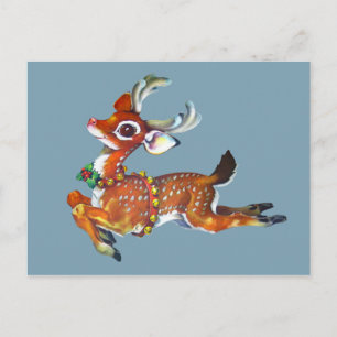 Rotnasen-Rentier Vintage-Kunst Postkarte